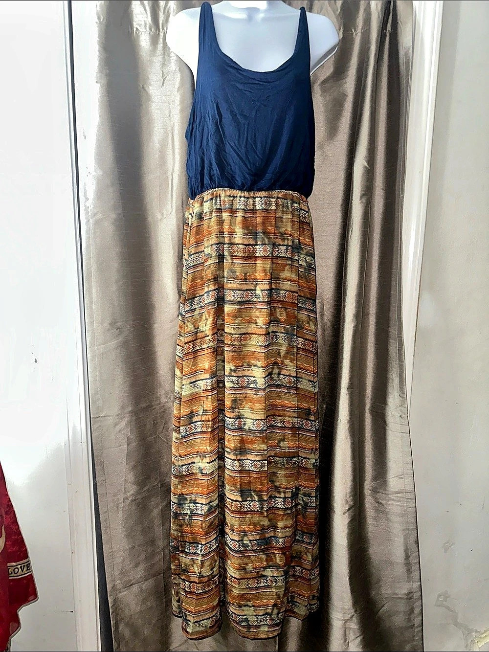 CATO Blue & Orange Maxi Dress Like New